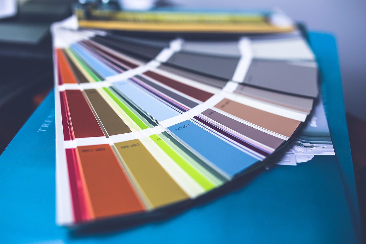 Colour palette swatches fanned out for a brand identity project