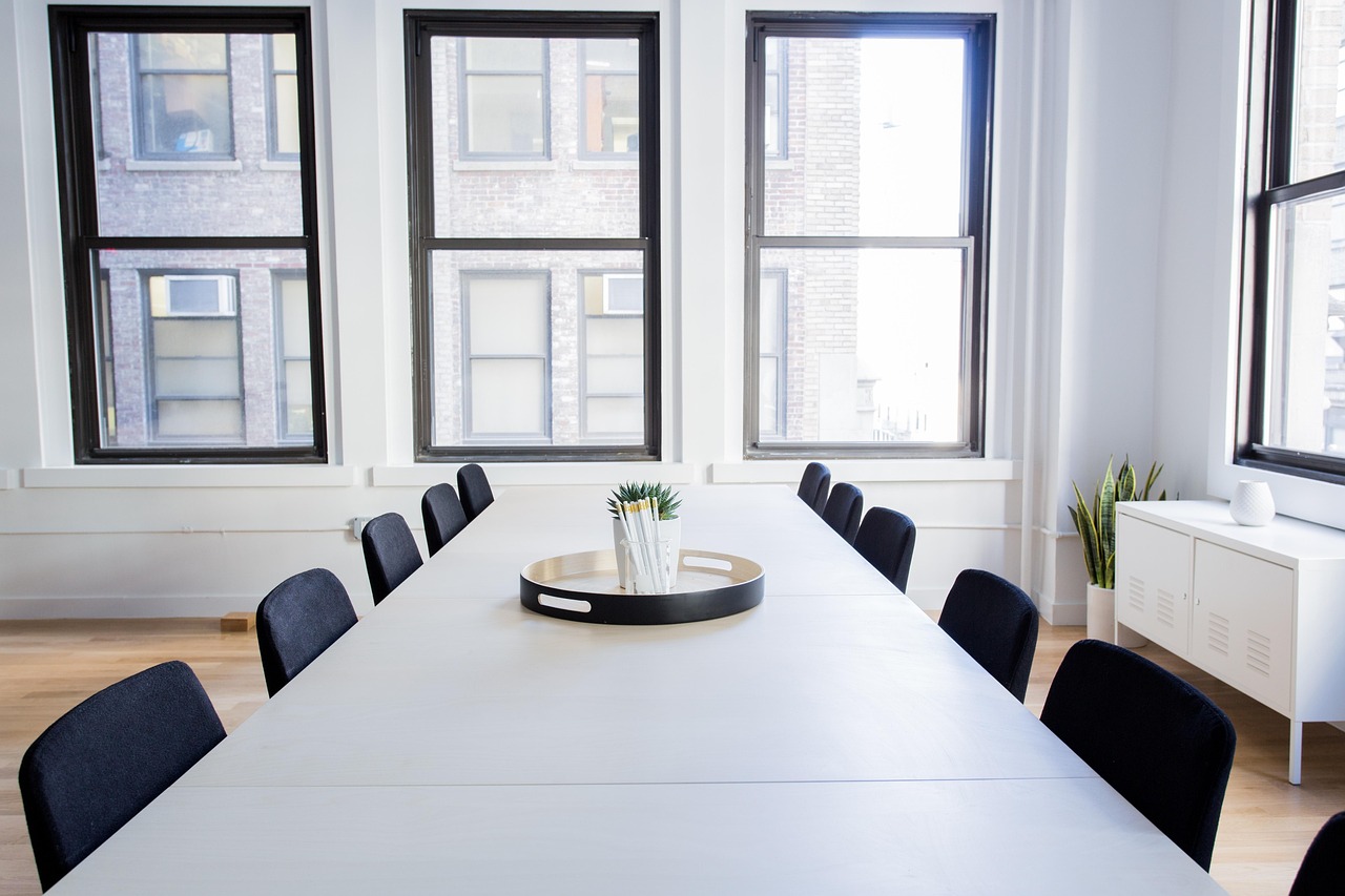 Bright meeting room ready for a client discovery session