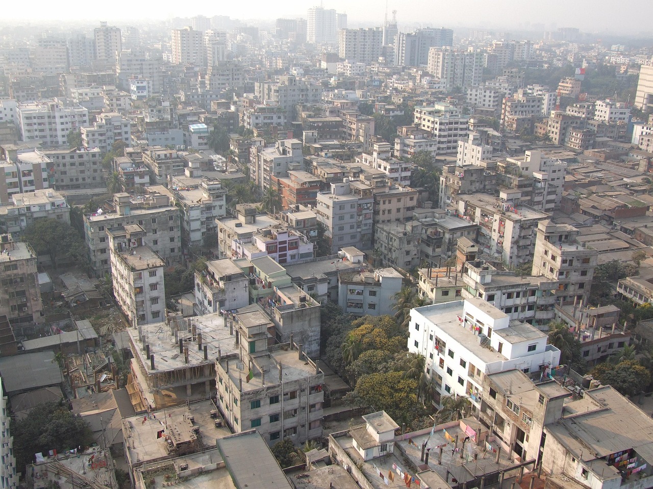 Dhaka city skyline with high-rise buildings